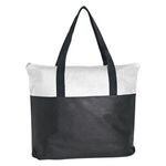 Non-Woven Zippered Tote Bag - White/ Black