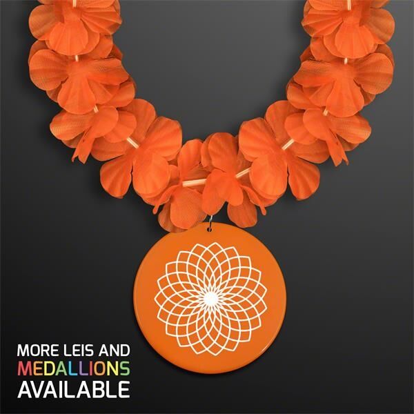 Main Product Image for Orange Lei Necklace with Orange Medallion (Non-Light Up)