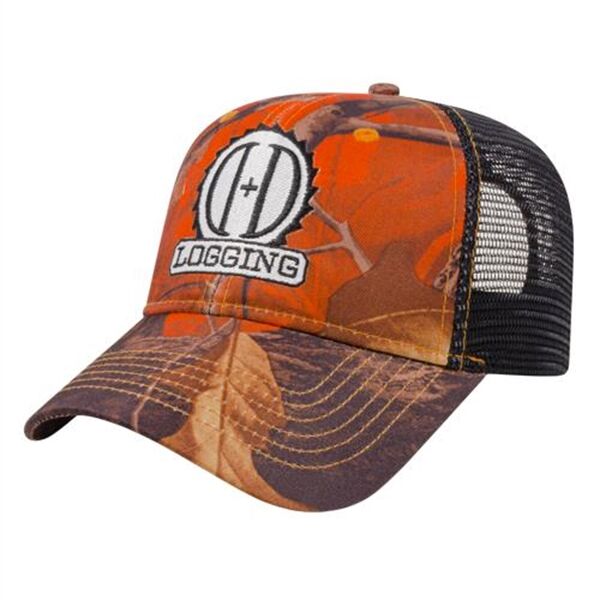 Main Product Image for Embroidered Orange Ridge Camo with Black Mesh Cap