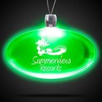 Oval Green Light-Up Acrylic Pendant Necklace -  