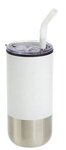 Oxford 16 oz Stainless Steel/Polypropylene Tumbler with Straw - White