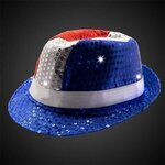 Patriotic Sequin LED Fedora - Red-white-blue