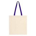 Penny Wise Cotton Canvas Tote Bag - Natural With Purple