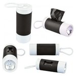 Pet Waste Bag Dispenser w/ Flashlight - Black-white