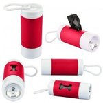 Pet Waste Bag Dispenser w/ Flashlight - Red-white
