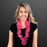 Pink Flower Lei Necklace with Pink Medallion (Non-Light Up)