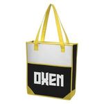 Plaza Non-Woven Tote Bag - Black And White With  Yellow