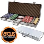Poker chips set with 500 full color chips and aluminum case - Silver