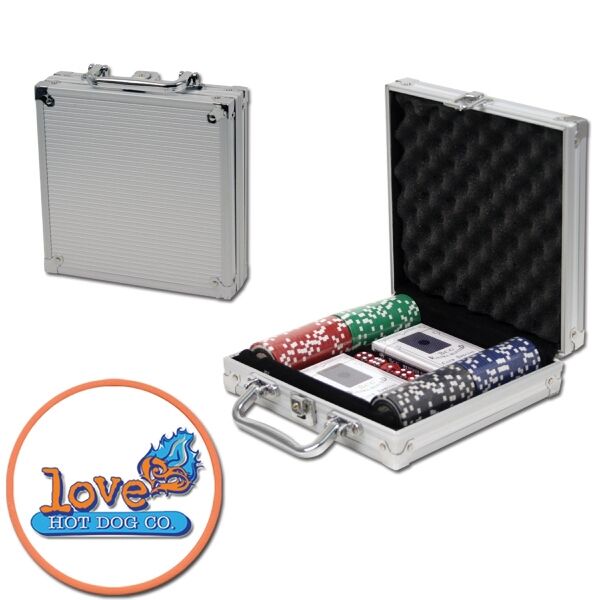 Main Product Image for Poker chips set with aluminum chip case - 100 Full Color chips