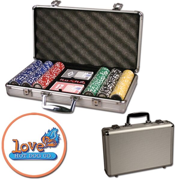 Main Product Image for Poker chips set with aluminum chip case - 300 Full Color chips