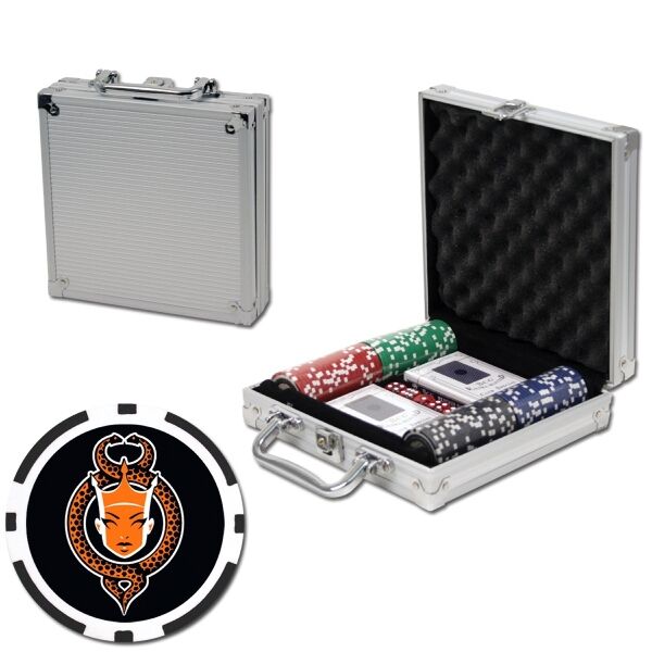 Main Product Image for Poker chips set w/ aluminum case - 100 Full Color 8 Stripe chips