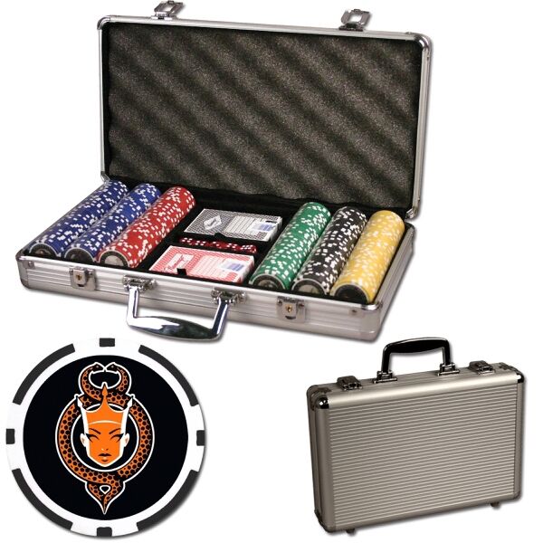 Main Product Image for Poker chips set w/ aluminum case - 300 Full Color 8 Stripe chips