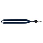 Polyester Lanyard with Metal Crimp & Split-Ring 3/4" - Navy Blue