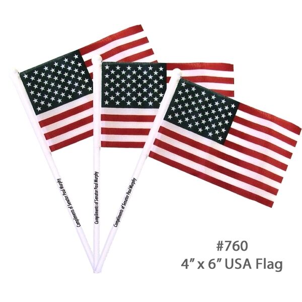 Main Product Image for Custom Printed Hand Held USA Flag 4"x6" with 12" pole