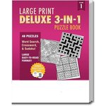 PUZZLE PACK,  Large Print Deluxe 3-in-1 Puzzle Book - Multi Color