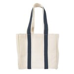 Quatre Wine Bottle Tote Bag - Natural With Navy