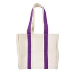 Quatre Wine Bottle Tote Bag - Natural With Purple