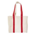 Quatre Wine Bottle Tote Bag - Natural with Red