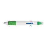 Quatro Pen With Highlighter - White With Green