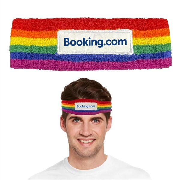 Main Product Image for Custom Printed Rainbow Head Sweatband