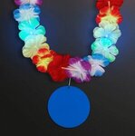 Rainbow Lei LED with Medallion - Blue