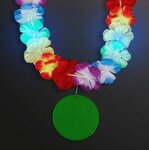 Rainbow Lei LED with Medallion - Green