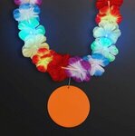 Rainbow Lei LED with Medallion - Orange