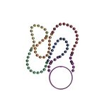 Rainbow Mardi Gras Beads with Inline Medallion - Rainbow