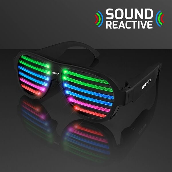 Main Product Image for Custom Printed Rechargeable Sound Reactive LED Rave Glasses