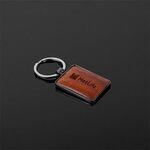 Rectangle Beveled Wood Gunmetal Key Chain