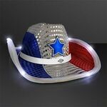 Buy Red, White & Blue LED Cowboy Hat with White Band