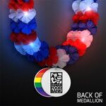 Red, White & Blue LED Hawaiian Lei with Rainbow Medallion - Multi Color