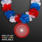 Buy Red White & Blue Flower Lei with Red Medallion (Non-Light Up)