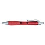 Rio Ballpoint Pen With Contoured Rubber Grip - Red
