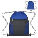 Ripstop Drawstring Bag - Blue With Black