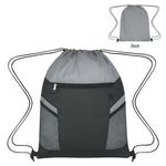 Ripstop Drawstring Bag - Gray With Black