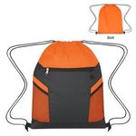 Ripstop Drawstring Bag - Orange With Black