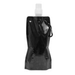 Roll Up 18 oz Foldable Water Bottle With Matching Carabiner - Black