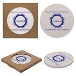 Buy Round absorbent stone coaster with cork backing and pad printed