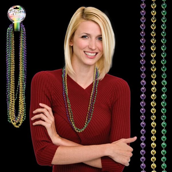 Main Product Image for Round Bead Mardi Gras Necklace