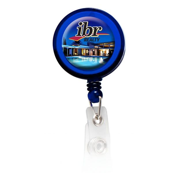 Main Product Image for Round Domed Retractable Badge Holder With Slide On Clip