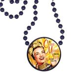 Round Mardi Gras Beads with Inline Medallion - Navy Blue
