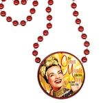 Round Mardi Gras Beads with Inline Medallion - Red