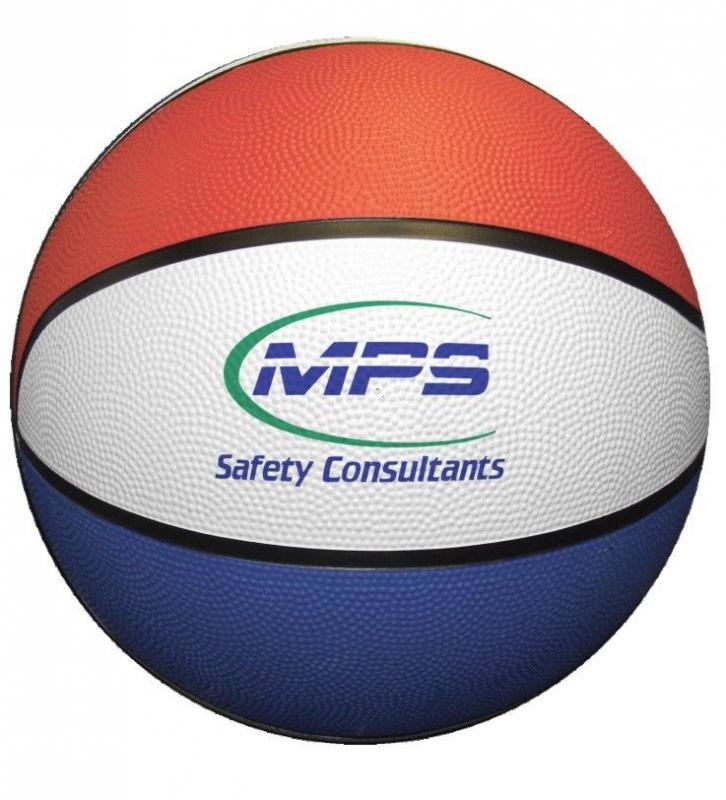 Main Product Image for Custom Logo Rubber Basketball - Full Size - Red/White/Blue