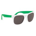 Rubberized Sunglasses - White Frame with Green