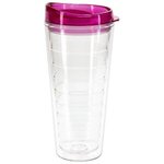 Seabreeze 22 oz Tritan Tumbler with Translucent Lid - Clear with Fushia