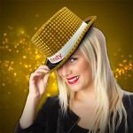 Sequin Top Hat-Imprintable Bands Available - Gold-white