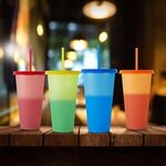 Set of 4 color changing 24 oz tumblers - Blue