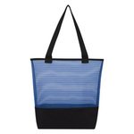 Sheer Mesh Pinstripe Tote Bag - Blue