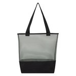 Sheer Mesh Pinstripe Tote Bag - Charcoal